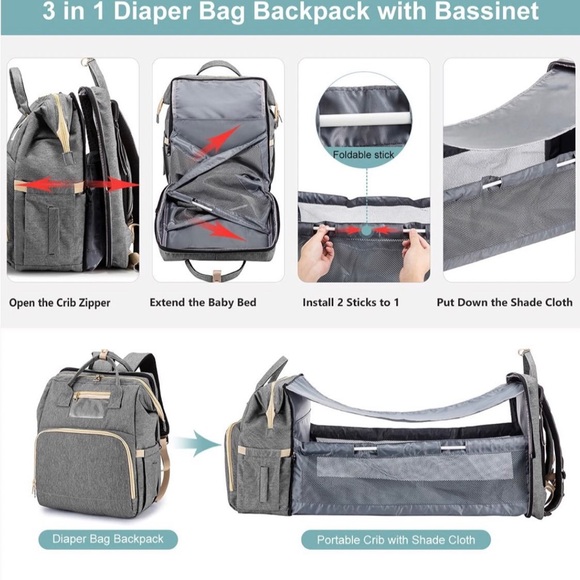 3 in 1 Diaper Bag Backpack - Picture 10 of 11